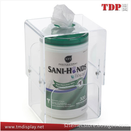 Manufactrer Tabletop/Wall Mount Acrylic Hand Sanitizer/Wipe Dispenser, Height Adjustable - Clear